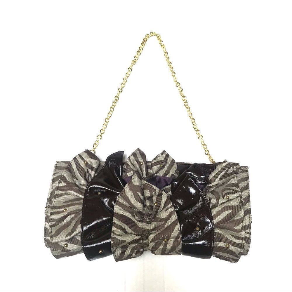 Vintage Y2K Rampage zebra striped clutch chain strap detail purse‎